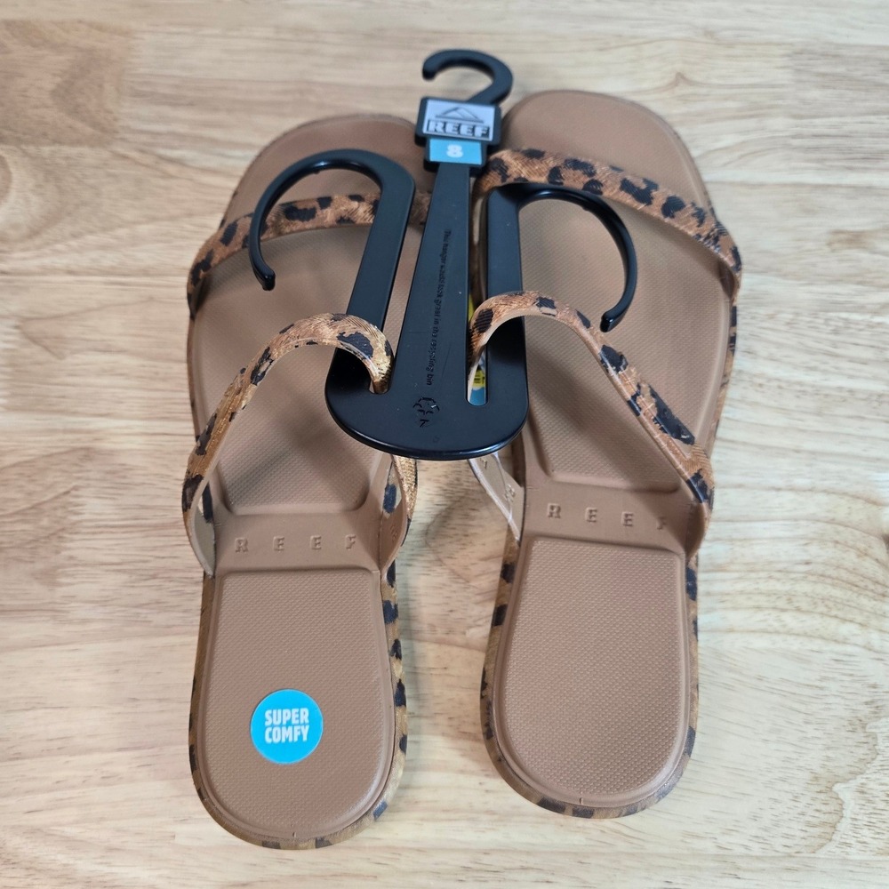 Reef Water Willow Marina Leopard Print Slide Sandals Womens 8 CJ8482 Brown